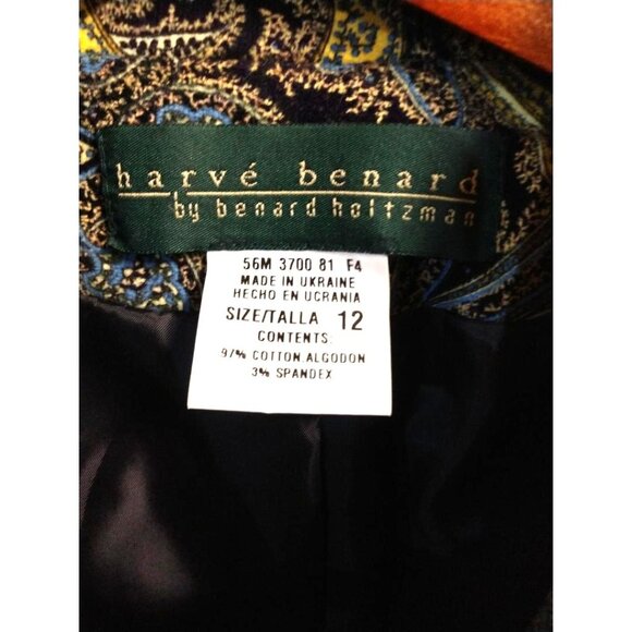 Harvé Benard Womens Paisley Print Cotton Blend Blazer Jacket Size 12 Multicolor - Picture 3 of 8